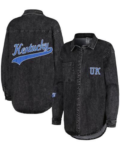 Gameday Couture Kentucky Wildcats Multi-hit Tri-blend Oversized Button-up Denim Jacket - Black