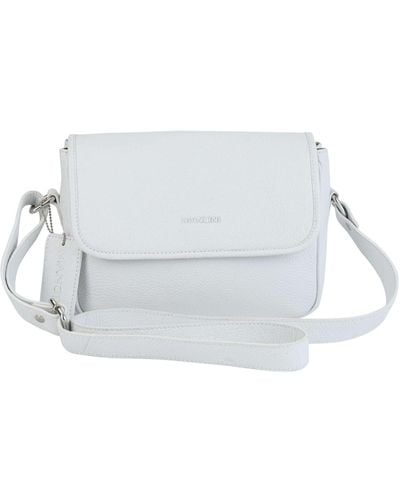 Mancini Pebbled Collection Kimberly Leather Flap Closure Handbag - White