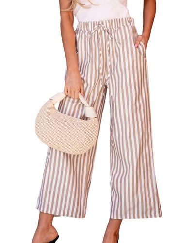 CUPSHE Striped Front Tie Wide Leg Pants - Pink
