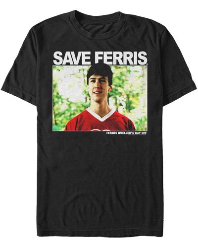 Fifth Sun Day Off Cameron Save Ferris Portrait Short Sleeve T- Shirt - Black
