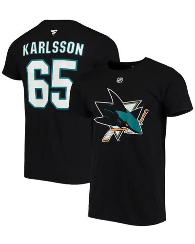 Majestic Erik Karlsson San Jose Sharks Authentic Stack Name & Number T-shirt - Black
