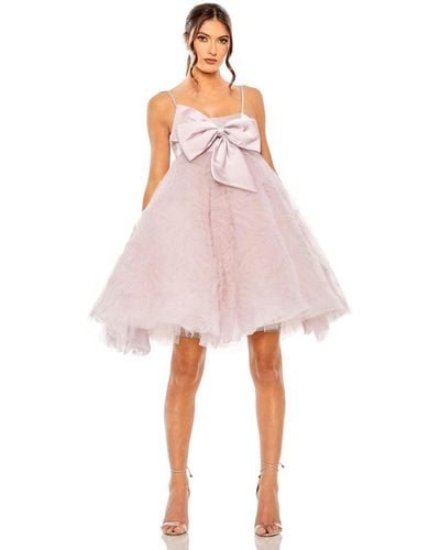 Mac Duggal Bow Front Tulle Mini Dress - Pink