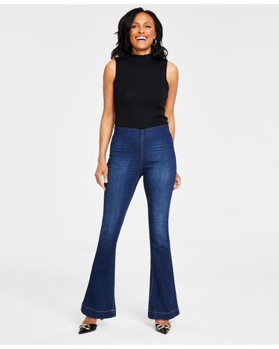 INC International Concepts Petite Pull-on Flared Jeans - Blue