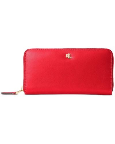 Lauren by Ralph Lauren Full-grain Leather Large Zip Continental Wallet - Red