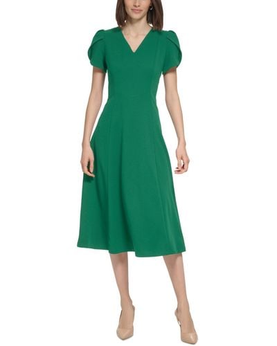 Calvin Klein Tulip-sleeve Midi Dress - Green
