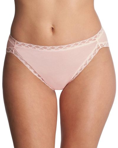Natori Bliss Lace-trim Cotton French-cut Brief Underwear 152058 - Pink