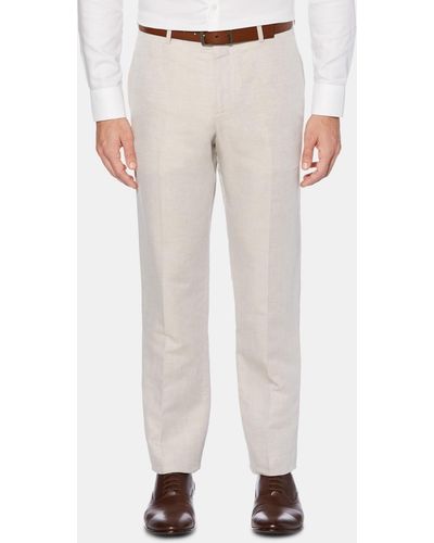 Perry Ellis Modern-fit Linen/cotton Solid Dress Pants - Multicolor