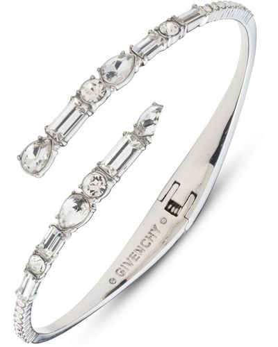 Givenchy Mixed-cut Crystal Bypass Bangle Bracelet - Natural