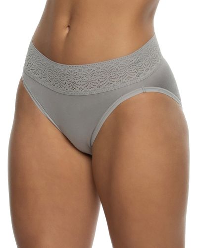 Felina Serene Modal And Lace High Cut Underwear - Gray