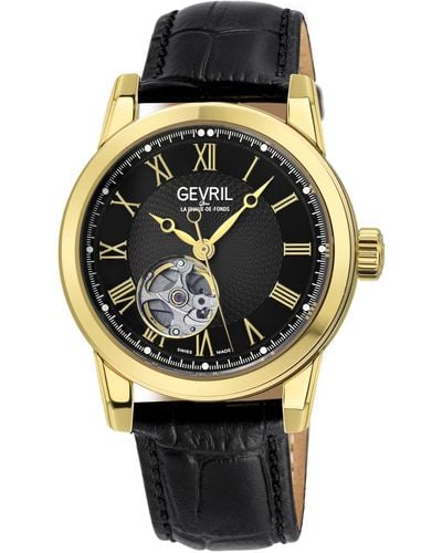 Gevril Madison Leather Watch 39mm - Black
