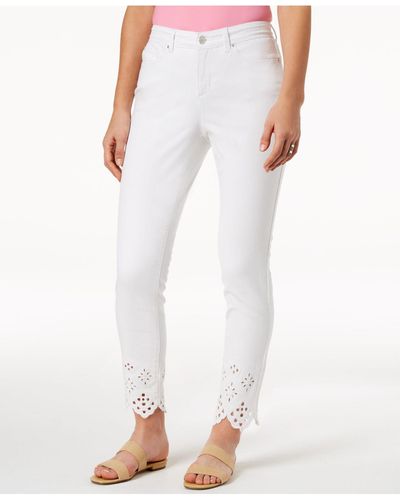 Charter Club Bristol Eyelet Ankle Skinny Jeans, Created For Macy's - White