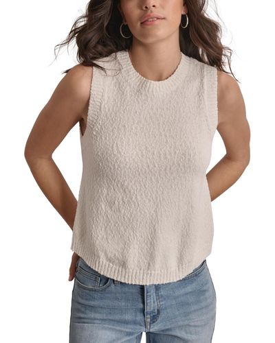 DKNY Cotton Boucle Sleeveless Sweater - Gray