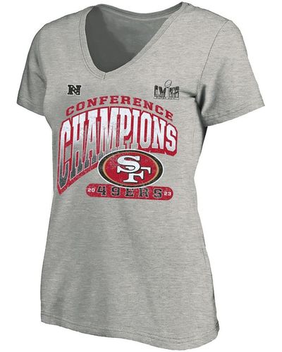 Fanatics San Francisco 49ers 2023 Nfc Champions Plus Size Hail Mary V-neck T-shirt - Gray
