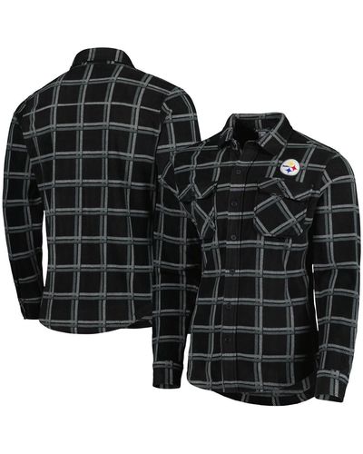 Antigua Pittsburgh Steelers Industry Flannel Button-up Shirt Jacket - Black