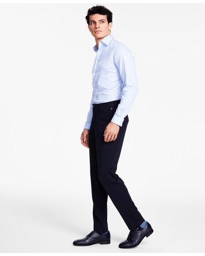 Calvin Klein Slim-fit Solid Knit Suit Pants - White