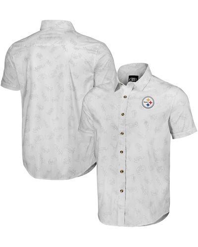 Fanatics Nfl X Darius Rucker Collection By Pittsburgh Steelers Woven Short Sleeve Button Up Shirt - Gray