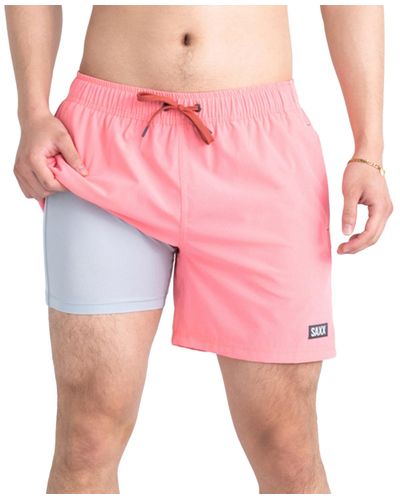 Saxx Underwear Co. Oh Buoy 2n1 Solid Volley 5" Swim Shorts - Pink