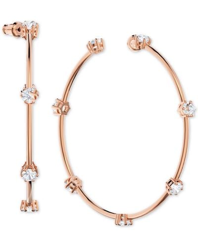Swarovski Rose Gold-tone Large Crystal Hoop Earrings - White