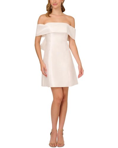 Adrianna Papell Mikado Bow-back Cocktail Dress - White