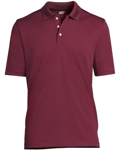 Lands' End School Uniform Short Sleeve Solid Active Polo Shirt - Red