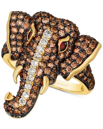 Le Vian ® Diamond (2 Ct. T.w.) & Passion Ruby Accent Elephant Ring In 14k Gold - Brown