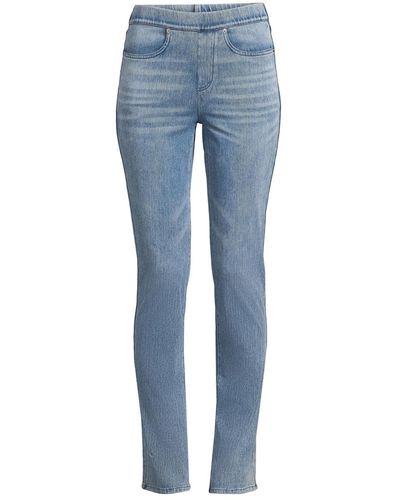 Lands' End Starfish Mid Rise Knit Denim Straight Jeans - Blue