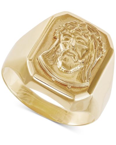 Macy's Jesus Three-dimensional Polished Ring - Metallic