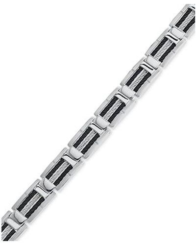 Macy's Men's Black And Gray Cable Bracelet In Stainless Steel - Multicolor