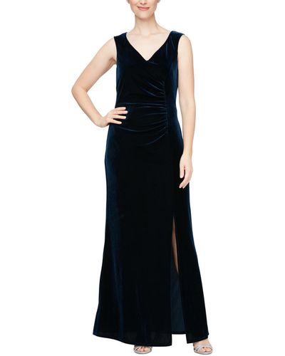 Sl Fashions Petite Velvet Rhinestone-trim Dress - Black
