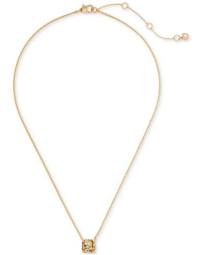 Kate Spade Gold-tone Square Glitter Stone Mini Pendant Necklace - Metallic