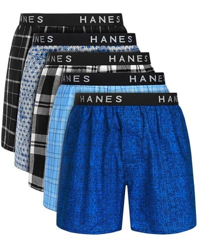 Hanes Ultimate 5-pk. Moisture-wicking Boxers - Blue