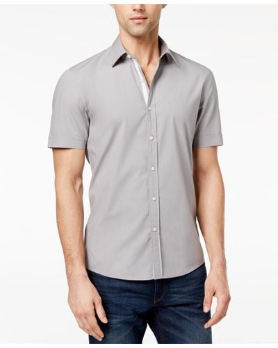 Michael Kors Solid Stretch Shirt - Gray