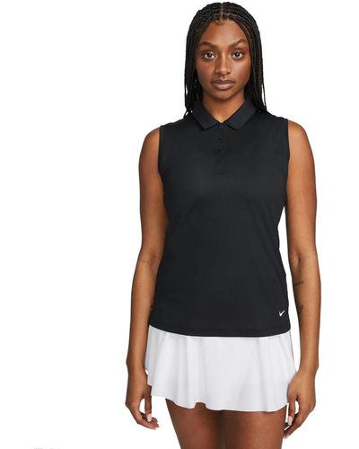 Nike Dri-fit Victory Sleeveless Golf Polo T-shirt - Black