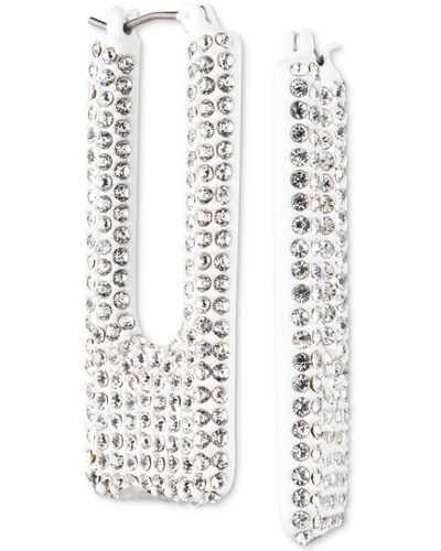 Karl Lagerfeld Color-coated Pave Square Hoop Earrings - White