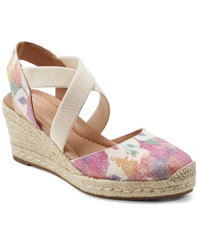 Easy Spirit Meza Casual Strappy Espadrille Wedges Sandal - Pink