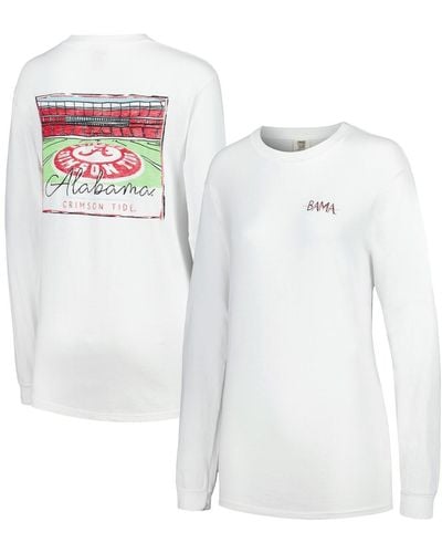 Summit Alabama Crimson Tide Hand-drawn Stadium Comfort Colors Oversized Long Sleeve T-shirt - White