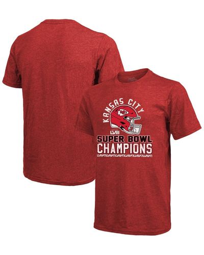 Majestic Kansas City Chiefs Super Bowl Lviii Champions Tri-blend T-shirt - Red