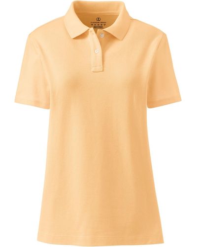 Lands' End School Uniform Short Sleeve Feminine Fit Mesh Polo Shirt - Natural
