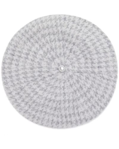 Bellemere New York Bellemere Houndstooth Pearled Cashmere Berets Hat - Gray