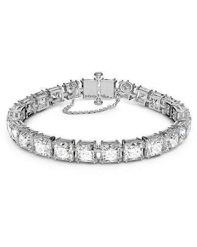 Swarovski Rhodium-plated Square-crystal Flex Bracelet - White