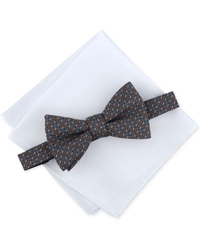 Alfani Elinor Neat Bow Tie & Pocket Square Set - White