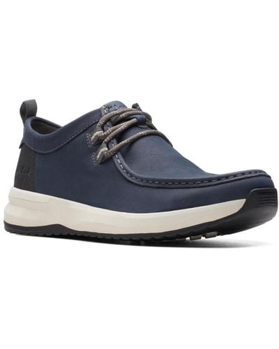 Clarks Collection Wellman Moc Leather Lace Up Shoes - Blue