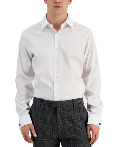 Alfani Slim Fit Stain Resistant French Cuff Dress Shirt - White
