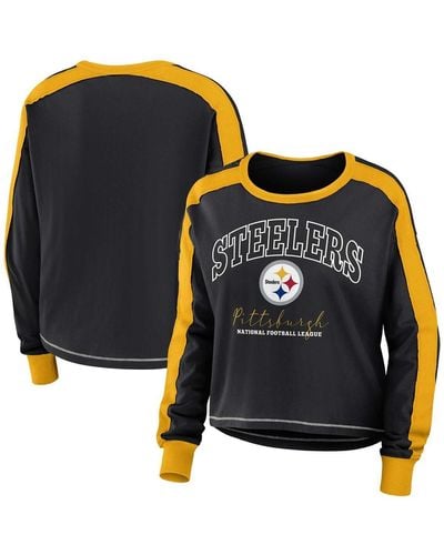 WEAR by Erin Andrews Pittsburgh Steelers Plus Size Colorblock Long Sleeve T-shirt - Blue