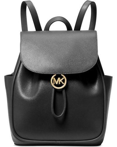 Michael Kors Michael Cheryl Medium Leather Drawstring Backpack - Black