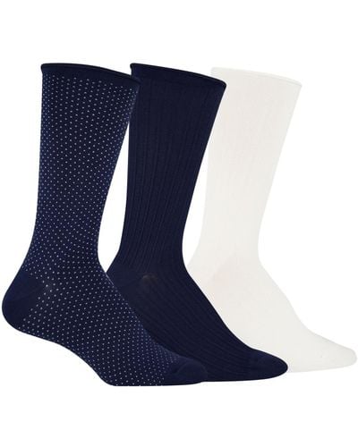 Lauren by Ralph Lauren Super Soft Pindot Roll Top 3pk Socks - Blue