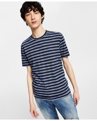 INC International Concepts Striped Slub T-shirt - Blue