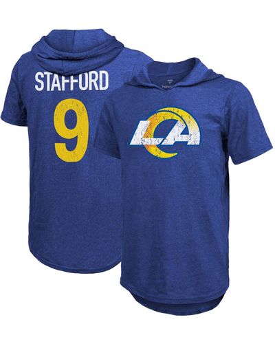 Fanatics Matthew Stafford Royal Los Angeles Rams Player Name Number Hoodie T-shirt - Blue
