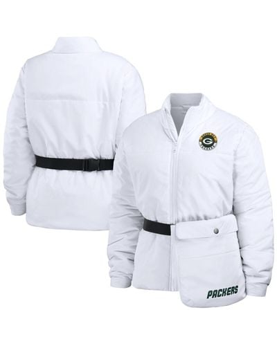 WEAR by Erin Andrews Green Bay Packers Packaway Full-zip Puffer Jacket - White