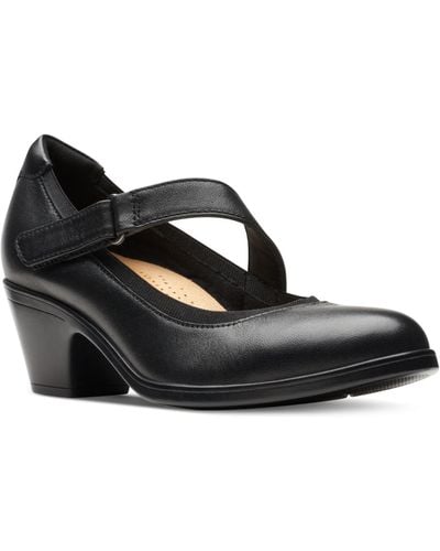 Clarks Emily Mabel Asymmetric Mary Jane Shoes - Black